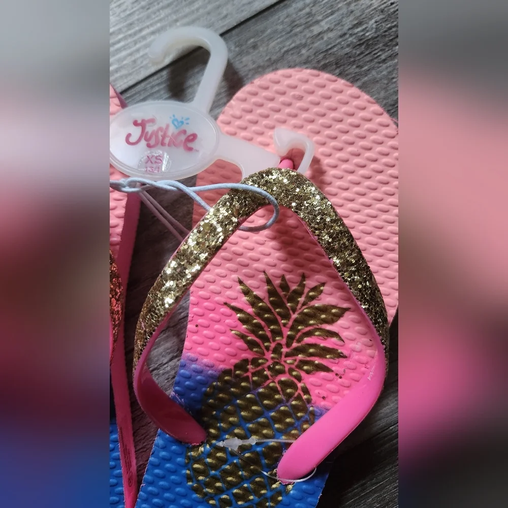 JUSTICE Girls Glitter Flip Flops